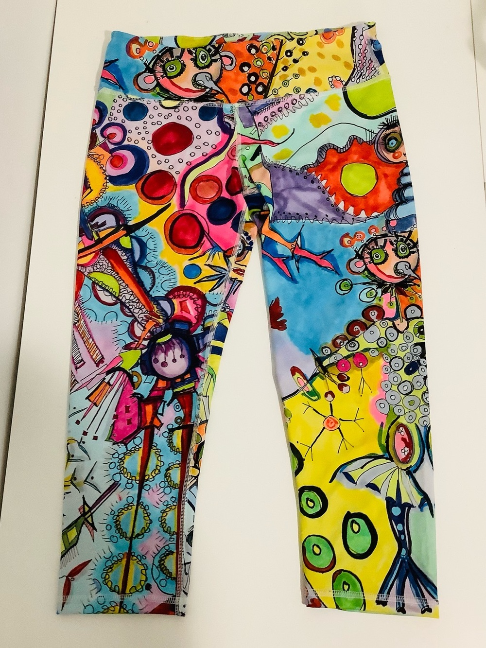 PritchArt Joyful Vibrant Multicolor Abstract Print Leggings, Made in Canada 🇨🇦